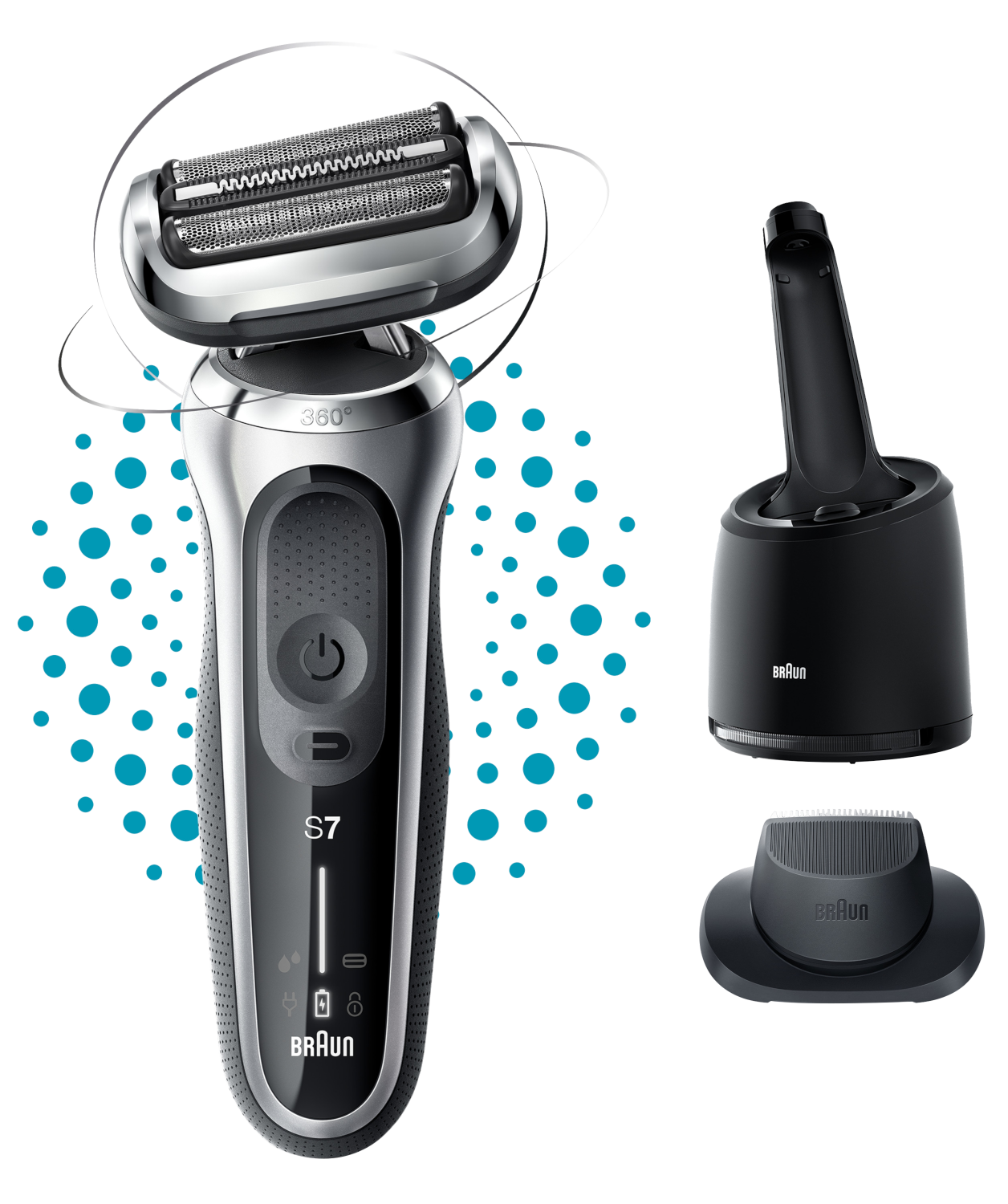 BRAUN Series 7 71-S7200cc Wet&Dry Borotva, SmartCare egységgel és 1 tartozékkal, ezüst