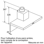 Dessin technique d'une hotte avec dimensions.