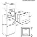 Een diagram van een keukenkast met afmetingen.