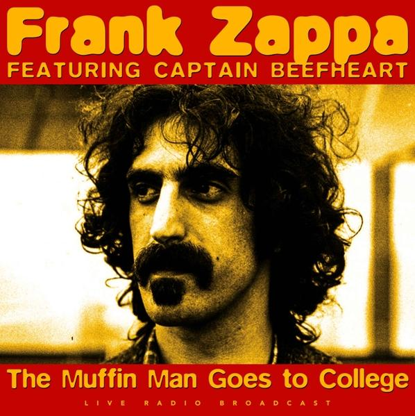 Albumhoes van Frank Zappa met Captain Beefheart. Tekst: The Muffin Man Goes to College, rode achtergrond.
