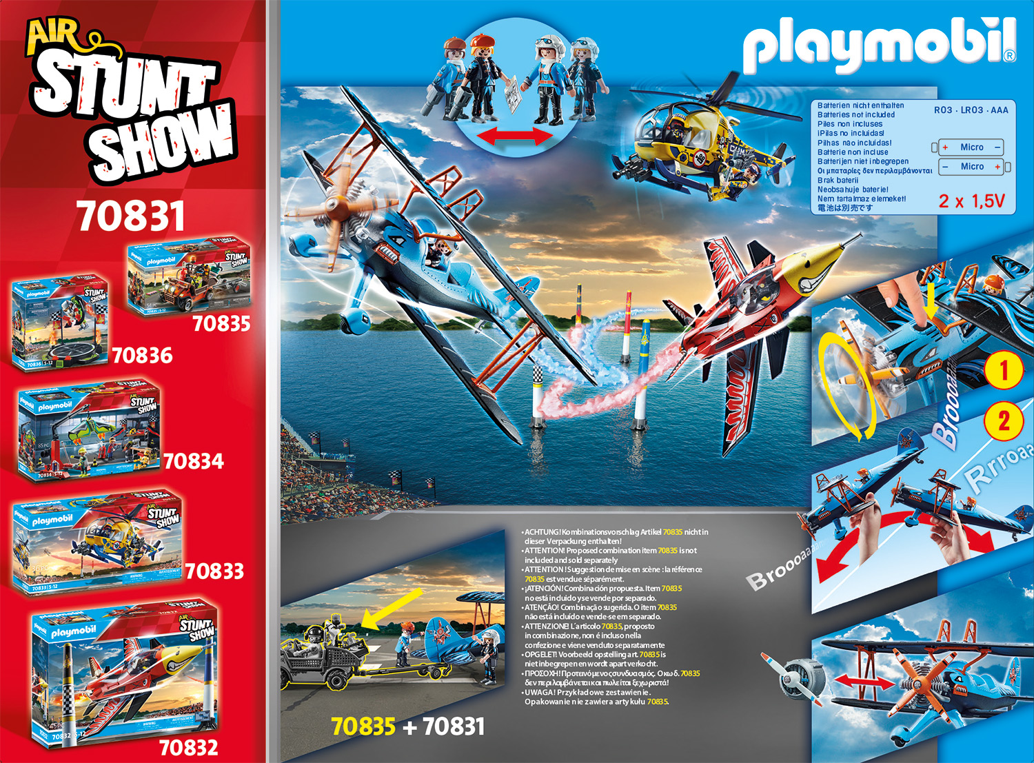 Ein Playmobil Stunt Show Set mit Flugzeugen und Figuren.