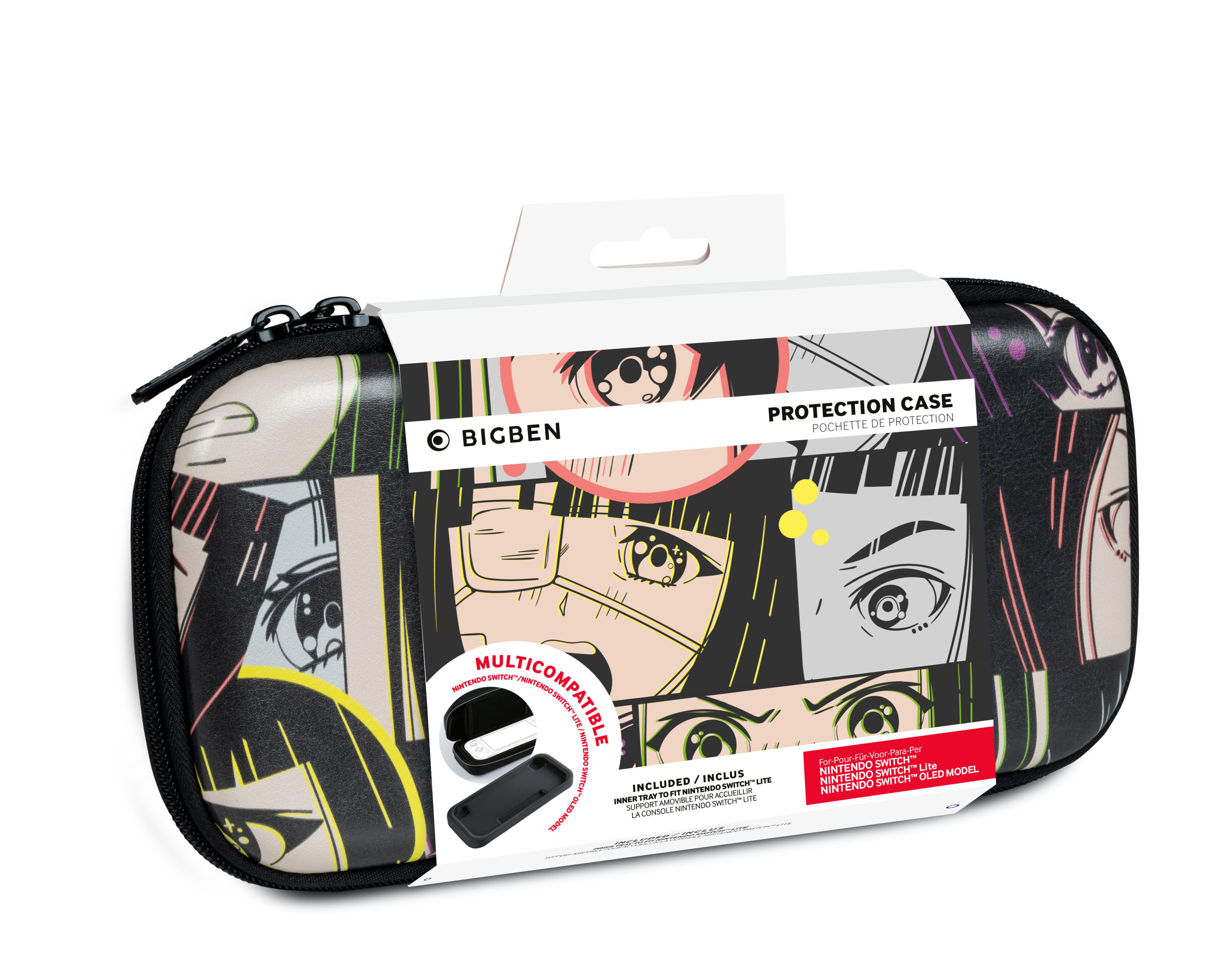 Eine schwarze Hülle mit einem Manga-Design für eine Nintendo Switch.