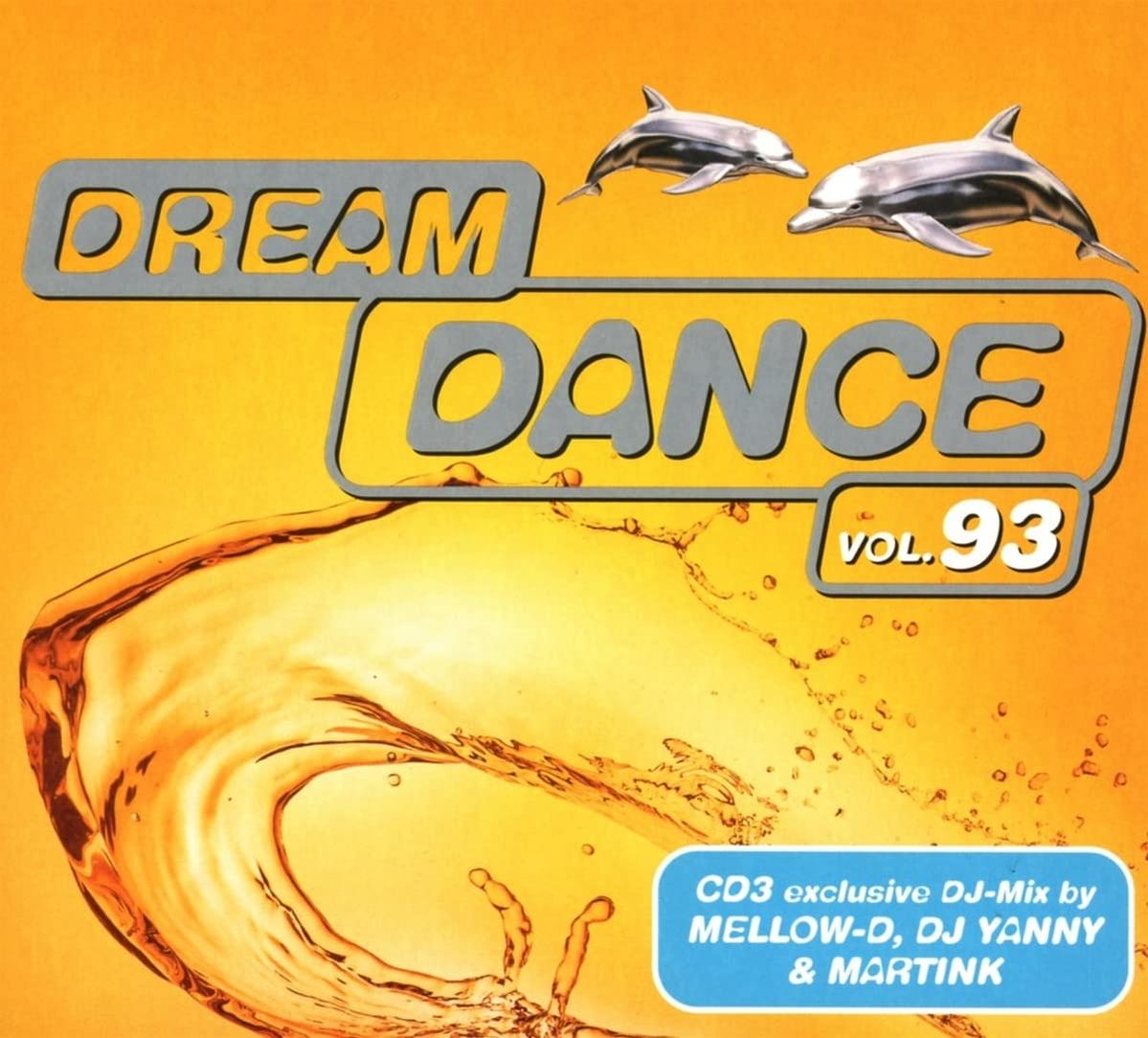 CD-Cover: 'Dream Dance Vol. 93', Delfine, Wasserspritzer und DJ-Mix-Credits.