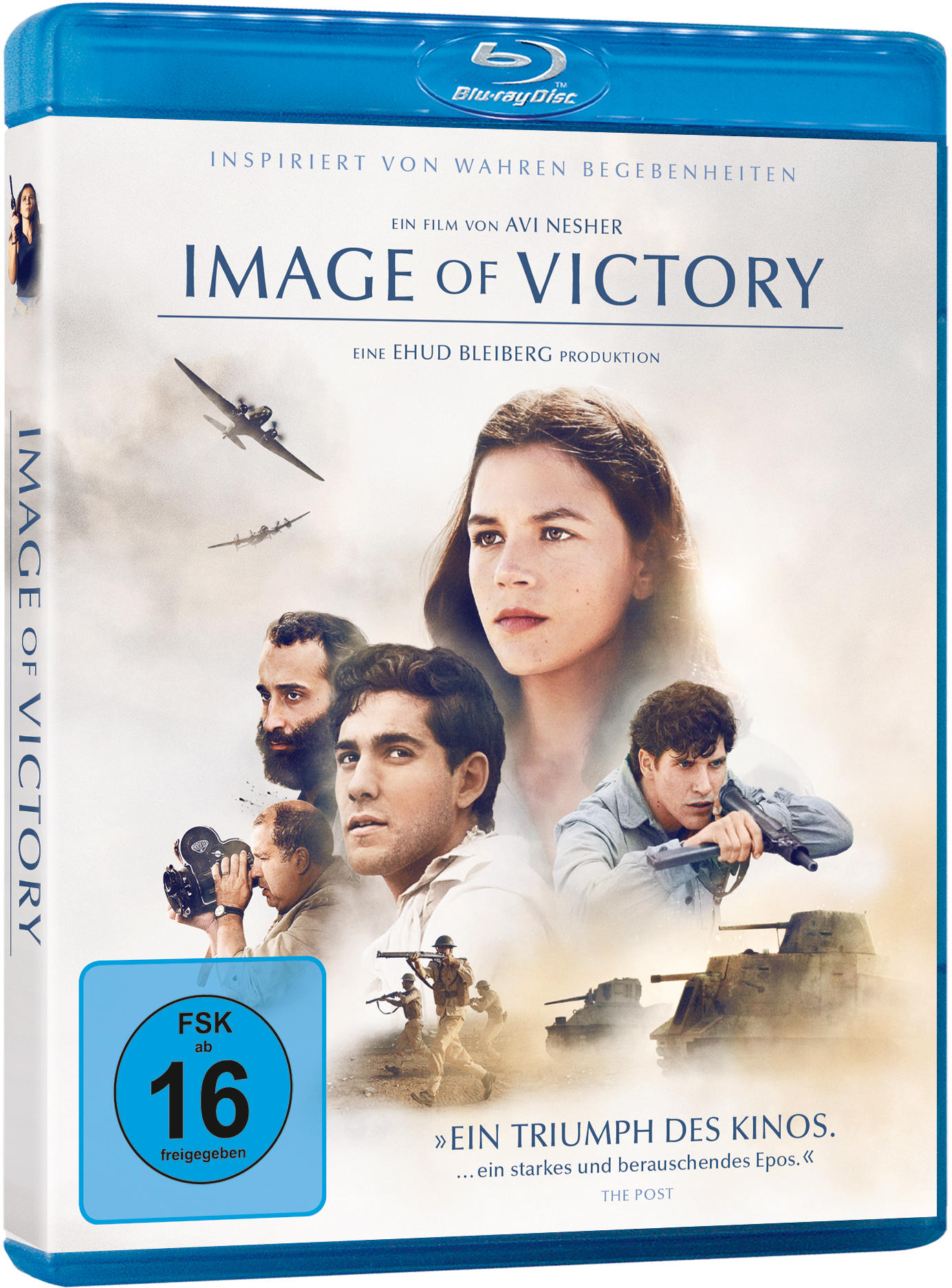 DVD-Cover mit einer Frau und Männern, Flugzeugen und Panzern. Der Titel ist Image of Victory.