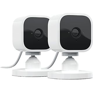 Cámara de vigilancia IP - Amazon Blink Mini, Pack de 2, Full HD, 1080p, Detección de movimiento, Alexa, Blanco