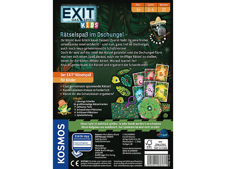 KOSMOS EXIT® - Das Spiel Kids: Rätselspaß im Dschungel Kinderspiel Mehrfarbig