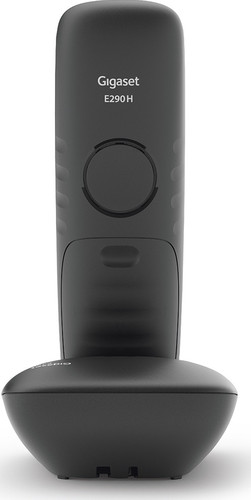 Un téléphone noir avec la marque Gigaset en haut. Le fond est blanc uni.