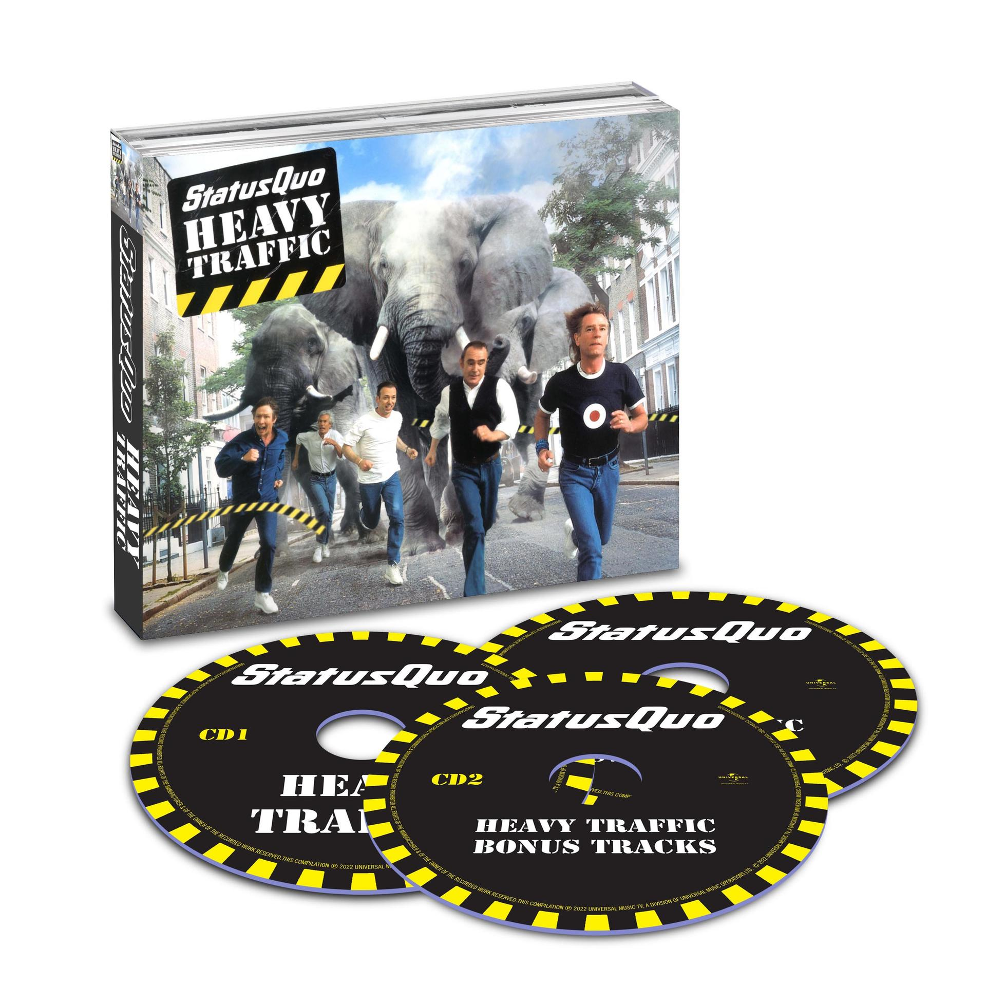 CD-Box-Set mit laufender Menschenmenge und Elefanten auf dem Cover.