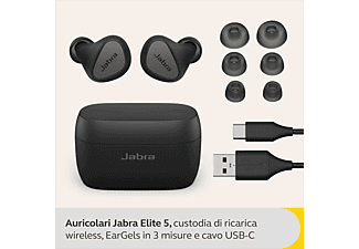 JABRA Elite 5 Auricolari TW  CUFFIE WIRELESS, Nero/Titanio 