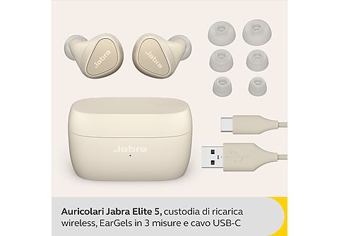 JABRA Elite 5 Auricolari TW AURICOLARI WIRELESS, Oro/Beige