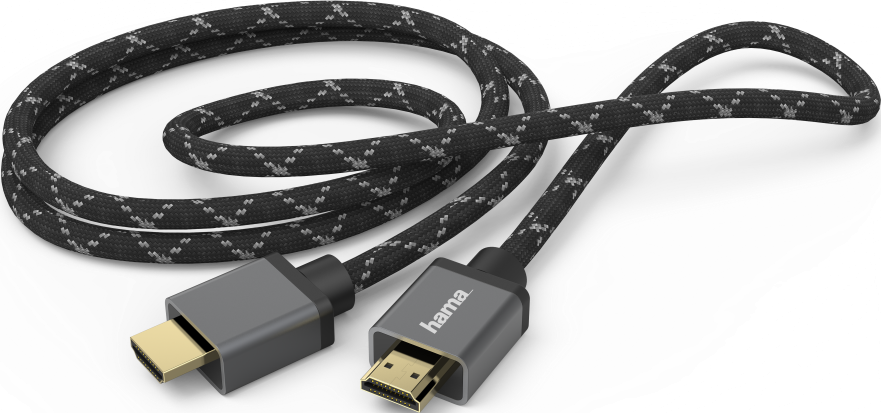 Câble HDMI noir et gris.
