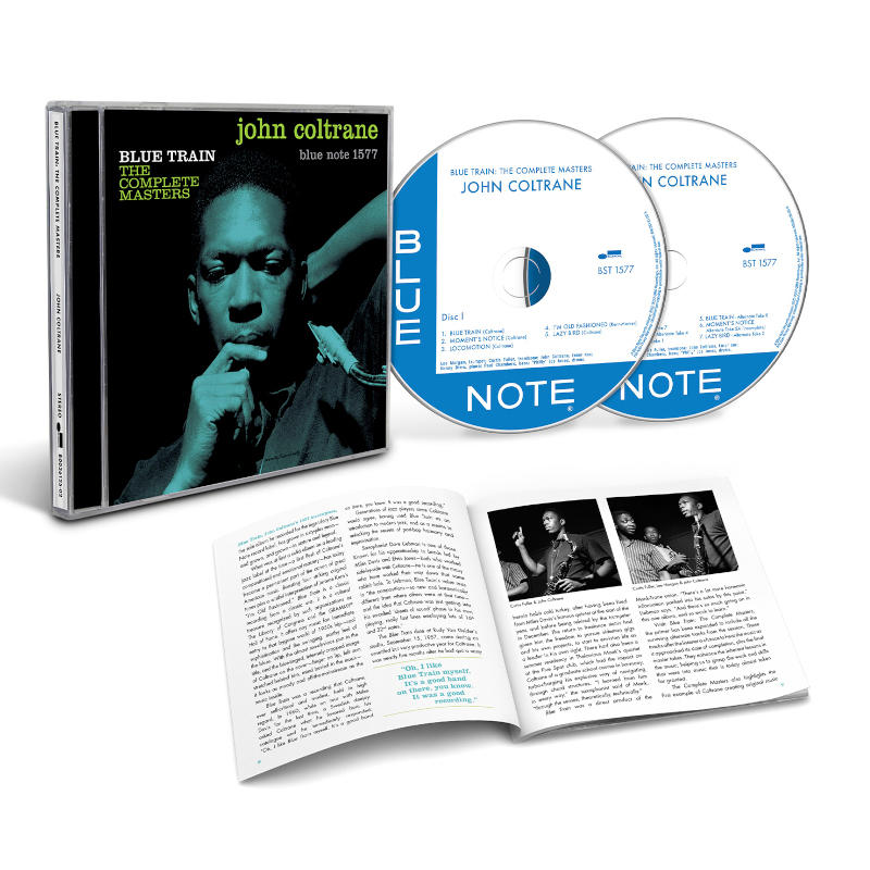 Pochette de l'album 'Blue Train' de John Coltrane et deux CD, avec un livret.