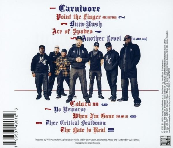 Rückseite eines Albums mit einer Gruppe von Leuten und Text darauf. Das Album ist schwarz.