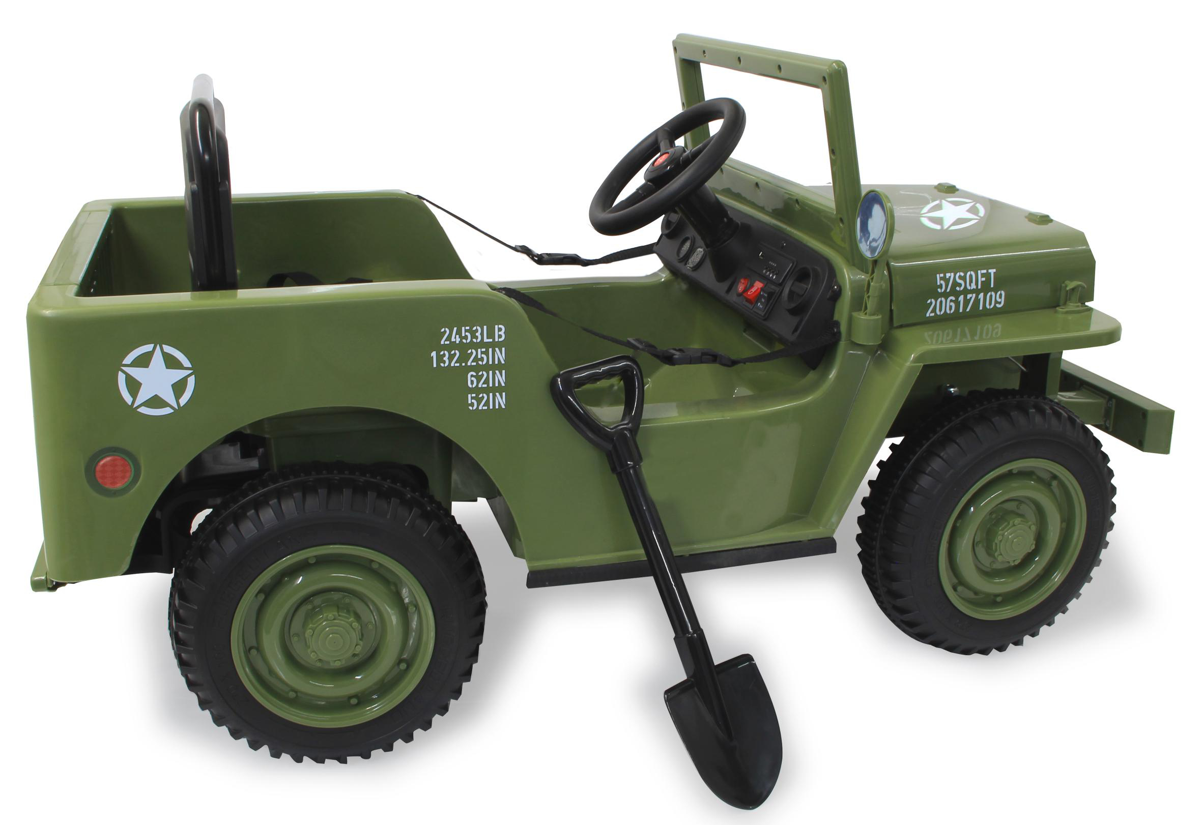 JAMARA KIDS Ride-on Jeep Willys 12V MB Grün Elektrofahrzeug Army