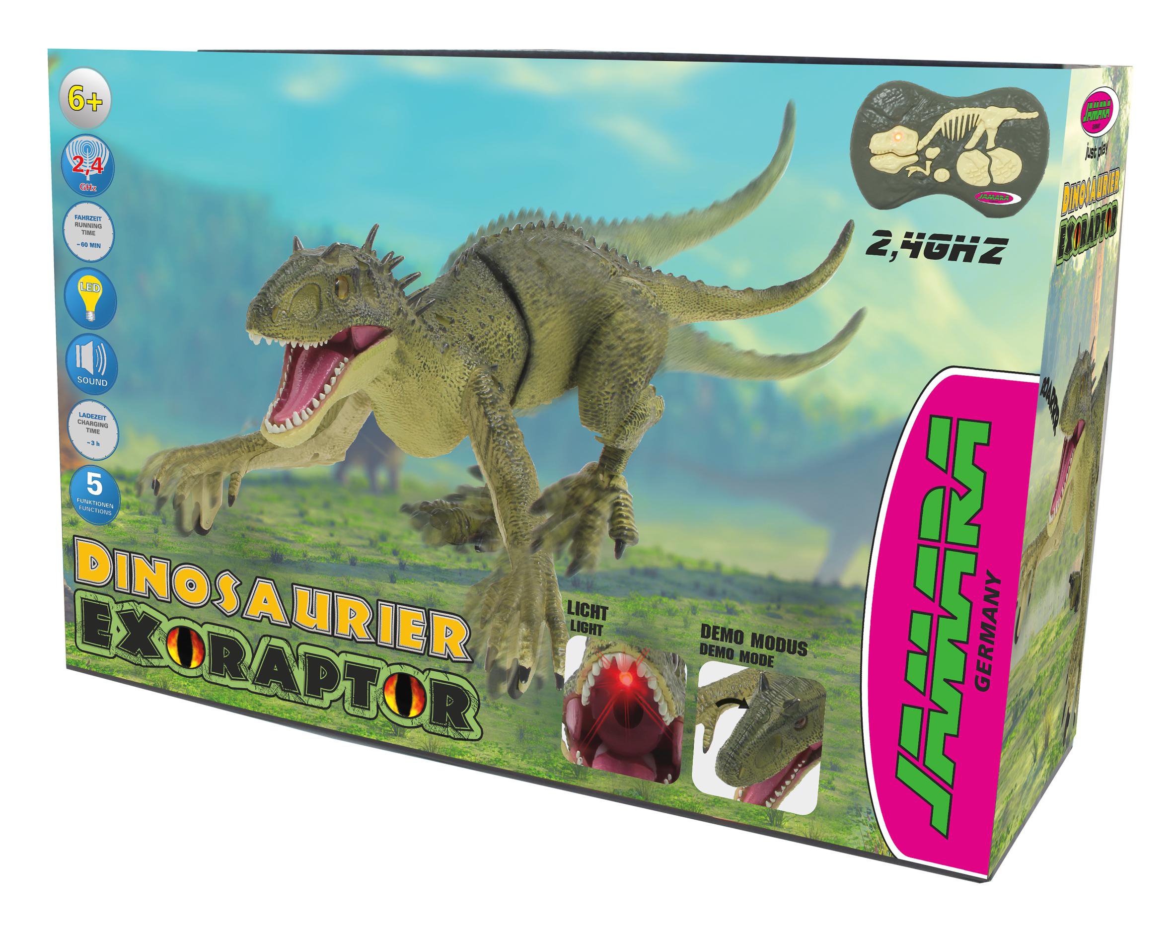 JAMARA KIDS Dinosaurier Exoraptor Li-Ion 3,7V Dino, Grau grau 2,4GHz
