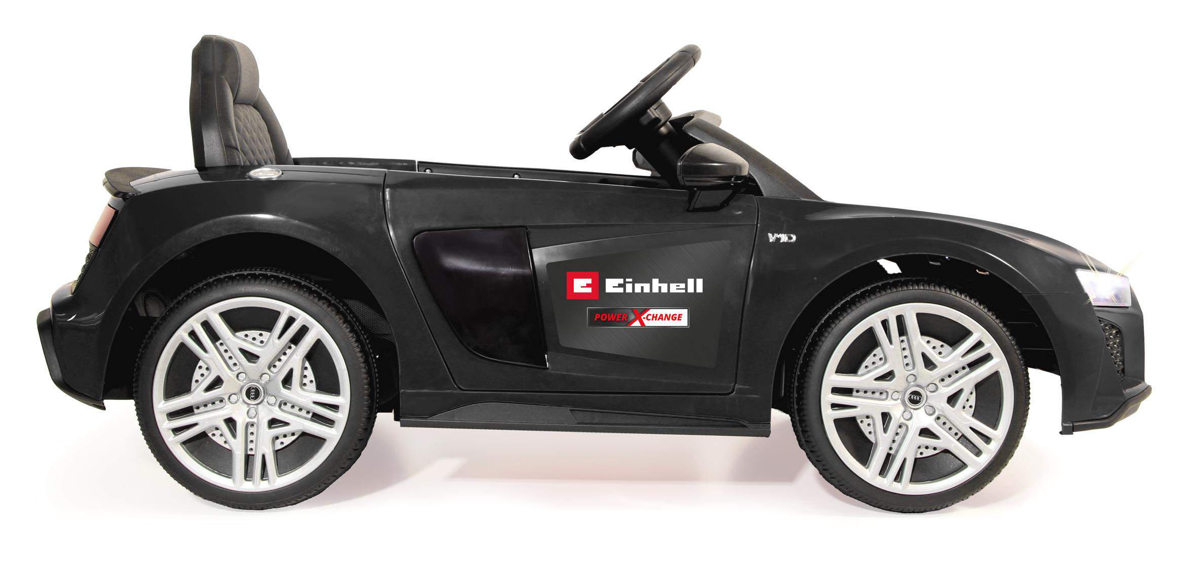 JAMARA KIDS 18V Ride-on Elektrofahrzeug Set Audi X-Change R8 Spyder inkl. Einhell Starter Schwarz schwarz Power