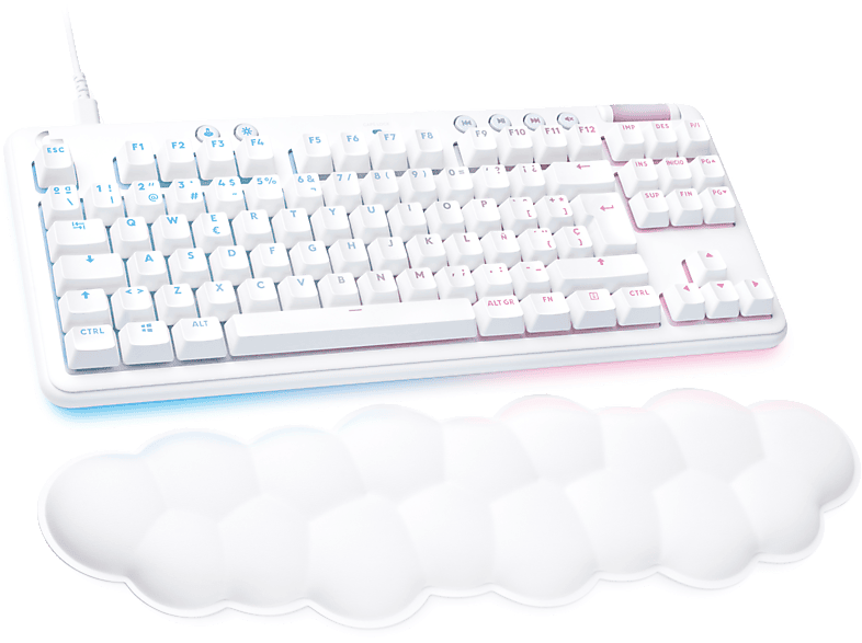 Logitech G G713 Linear Aurora Collection, USB, Reposamanos, Retroiluminación, RGB Lightsync, Controles multimedia, Blanco