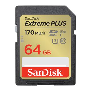 Tarjeta SDXC - SanDisk Extreme PLUS, 64 GB, Vídeo 4k UHD, Hasta 170 MB/s lectura, U3, V30, C10, Multicolor