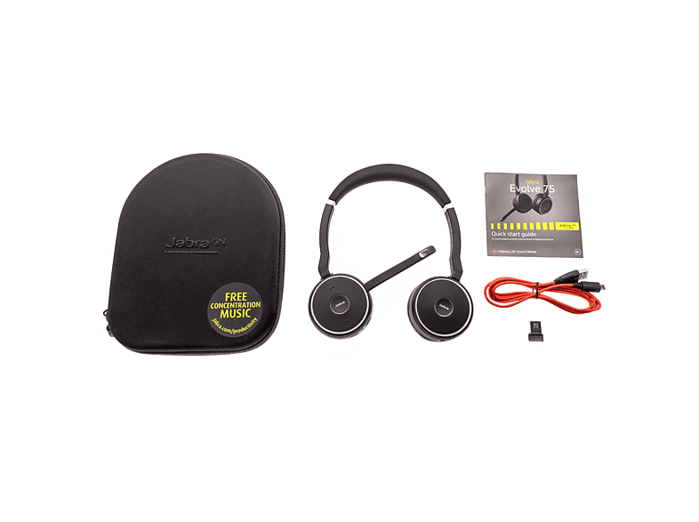 JABRA Evolve 75 Over-ear Headset met Ruisonderdrukking Zwart