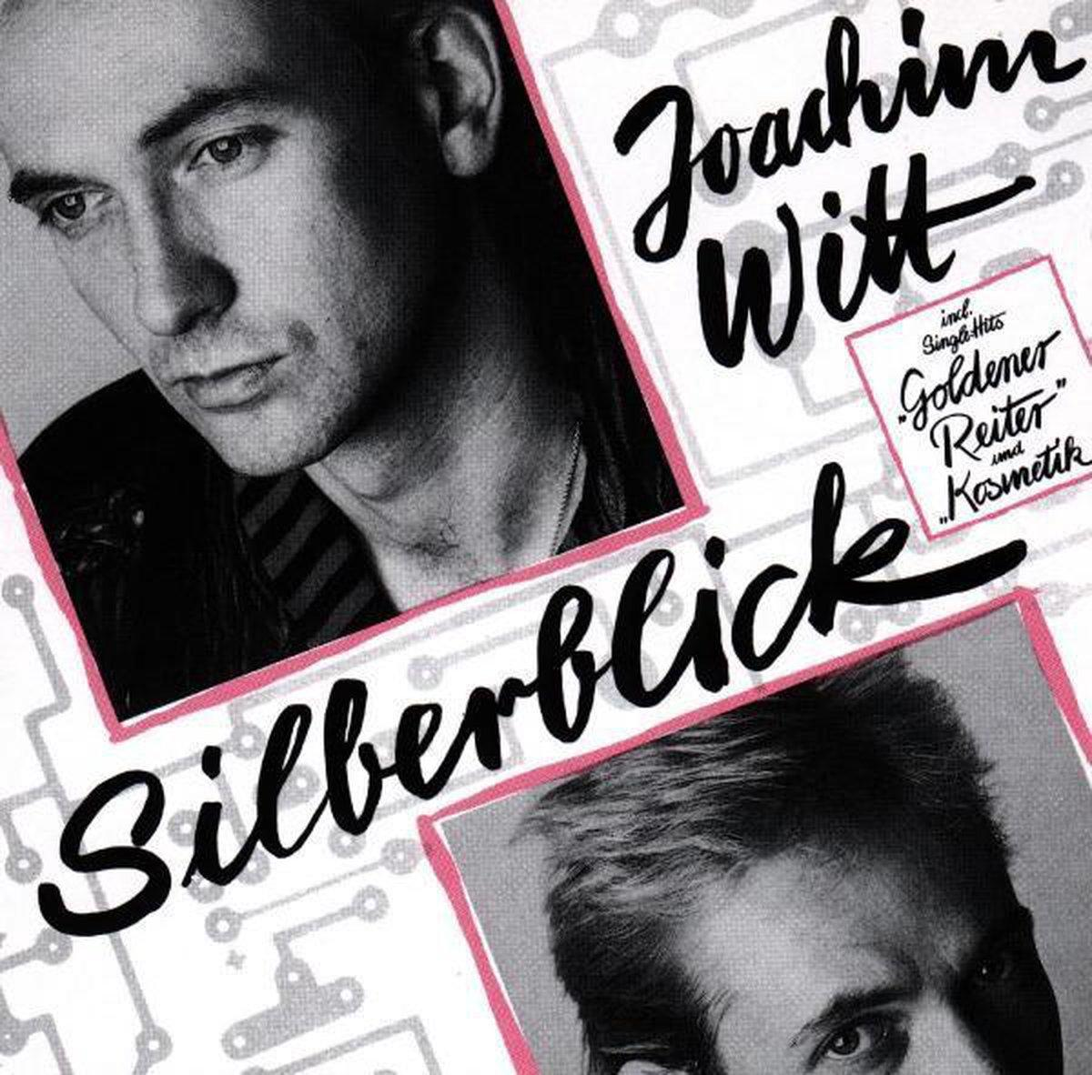 Albumcover mit Joachim Witt. Schwarz-Weiß-Fotos von ihm. Text auf Deutsch. Titel: 'Silberblick'.