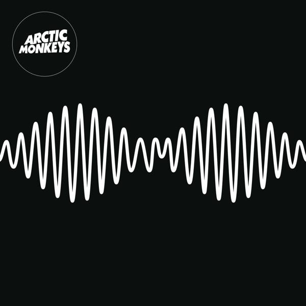 Albumcover, schwarzer Hintergrund mit weißer Schallwelle und Arctic Monkeys Logo.