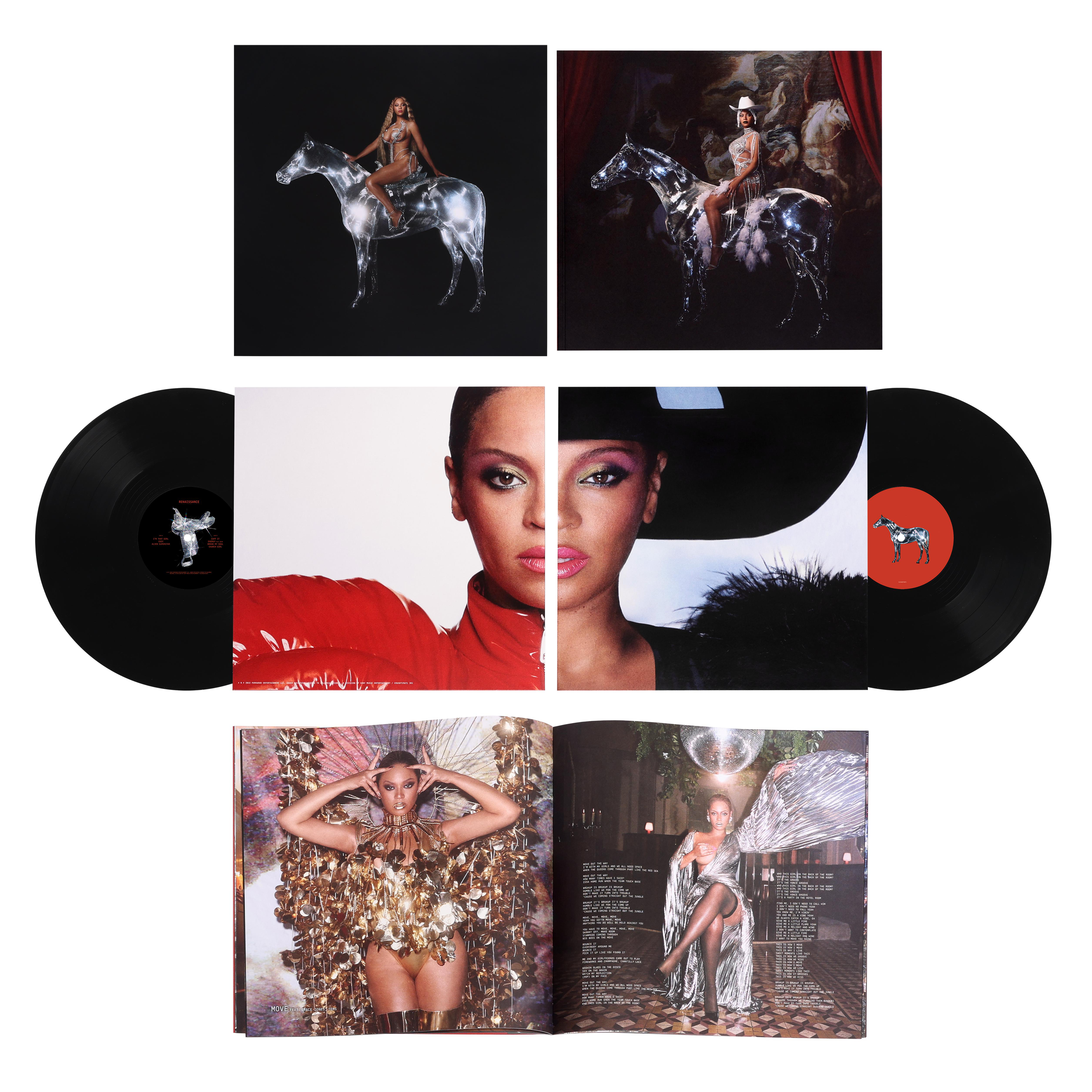 Beyonce Album und Vinyls, mit Albumcover und Innenfotos.