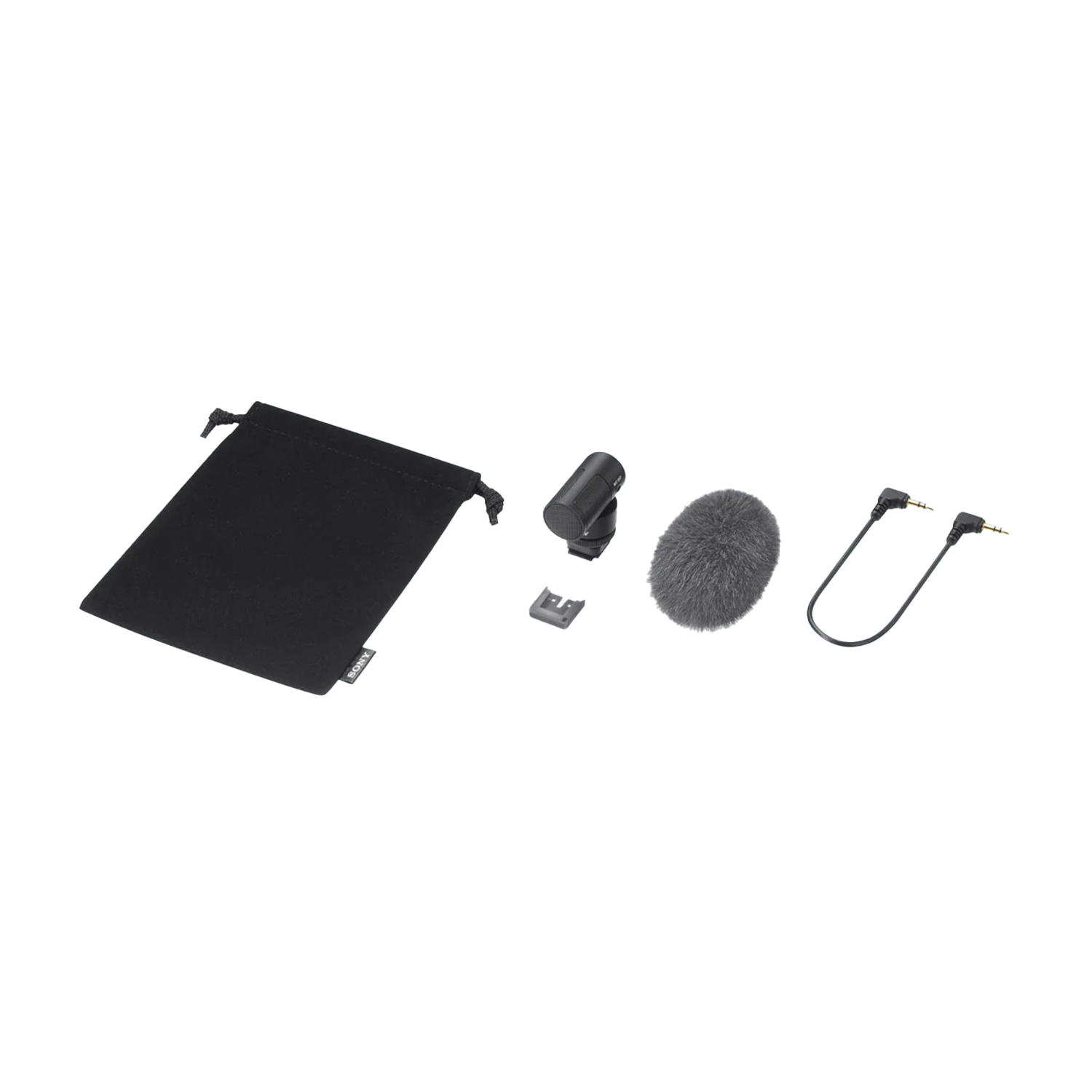 Kit microfono con borsa, supporto e cavo.