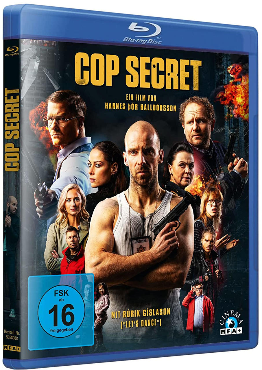 Blu-ray-Filmcover mit Schauspielern, Titel: Cop Secret, FSK 16-Bewertung, blauer Hintergrund.