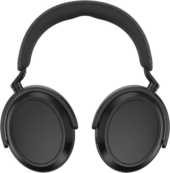 Zwarte over-ear hoofdtelefoon. De oorschelpen zijn groot en cirkelvormig. Bovenaanzicht.