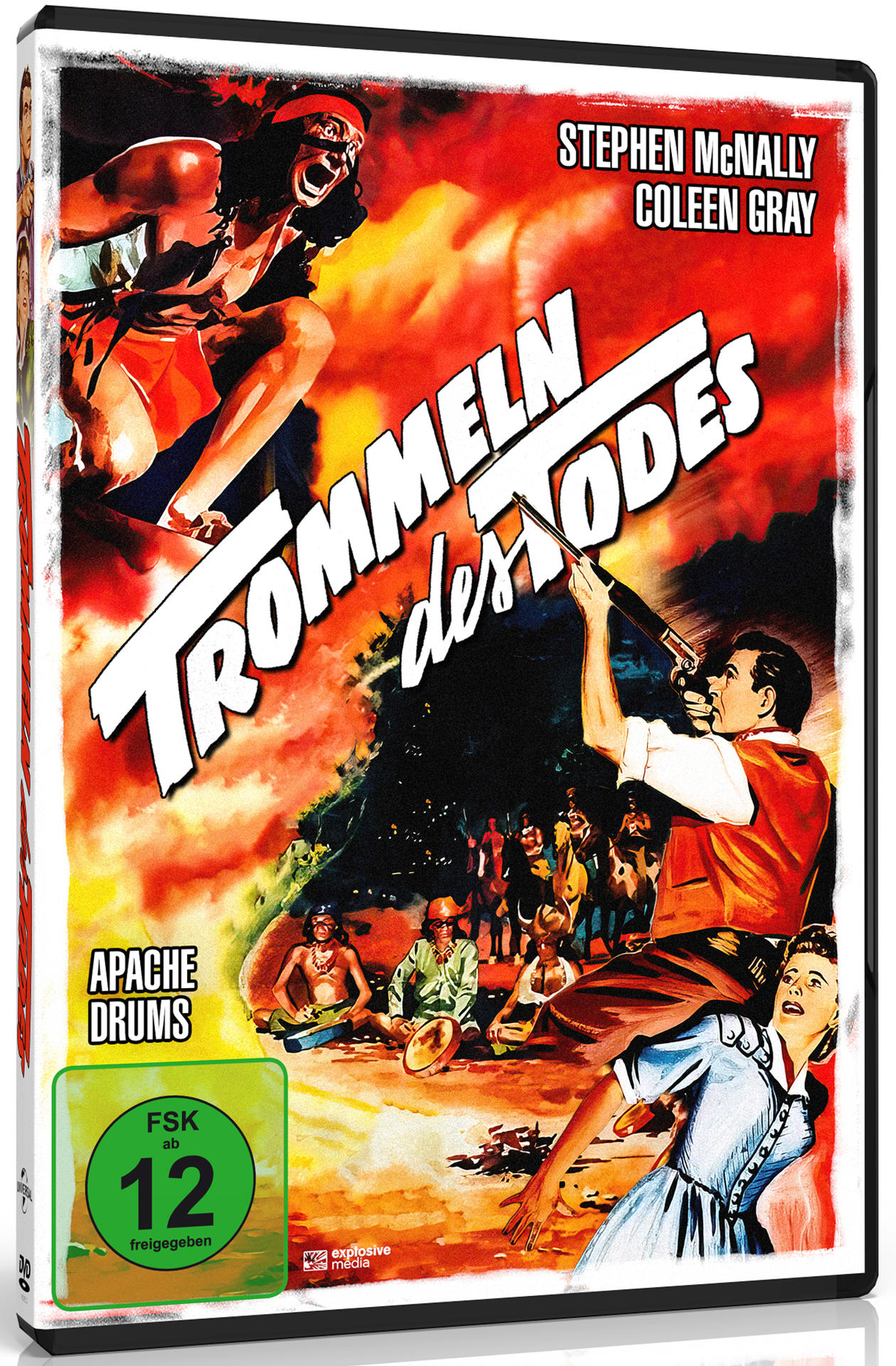 DVD-Hülle mit Filmplakat, mit Bildern von Ureinwohnern und Cowboys.