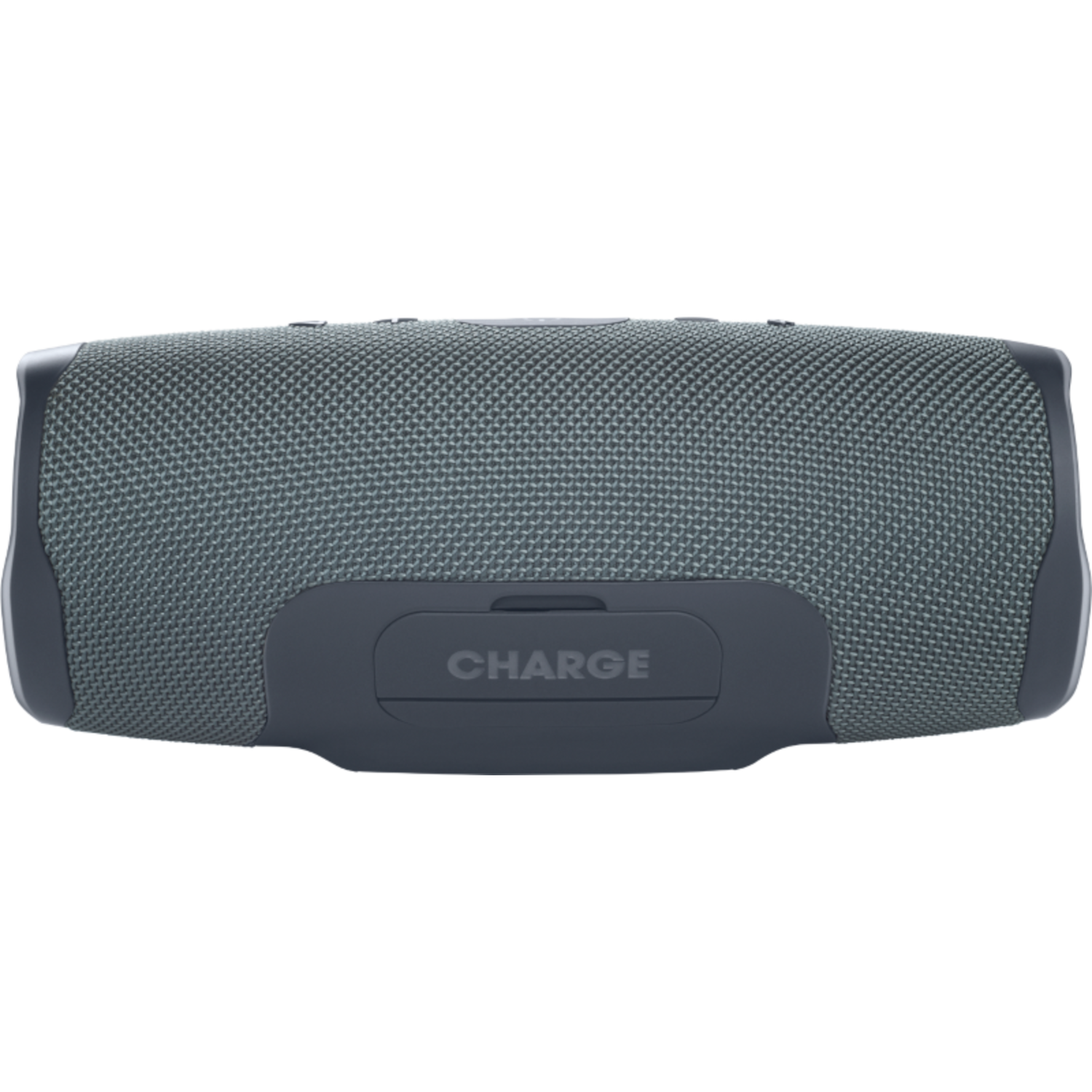 Een grijze speaker met het woord 'CHARGE' erop.