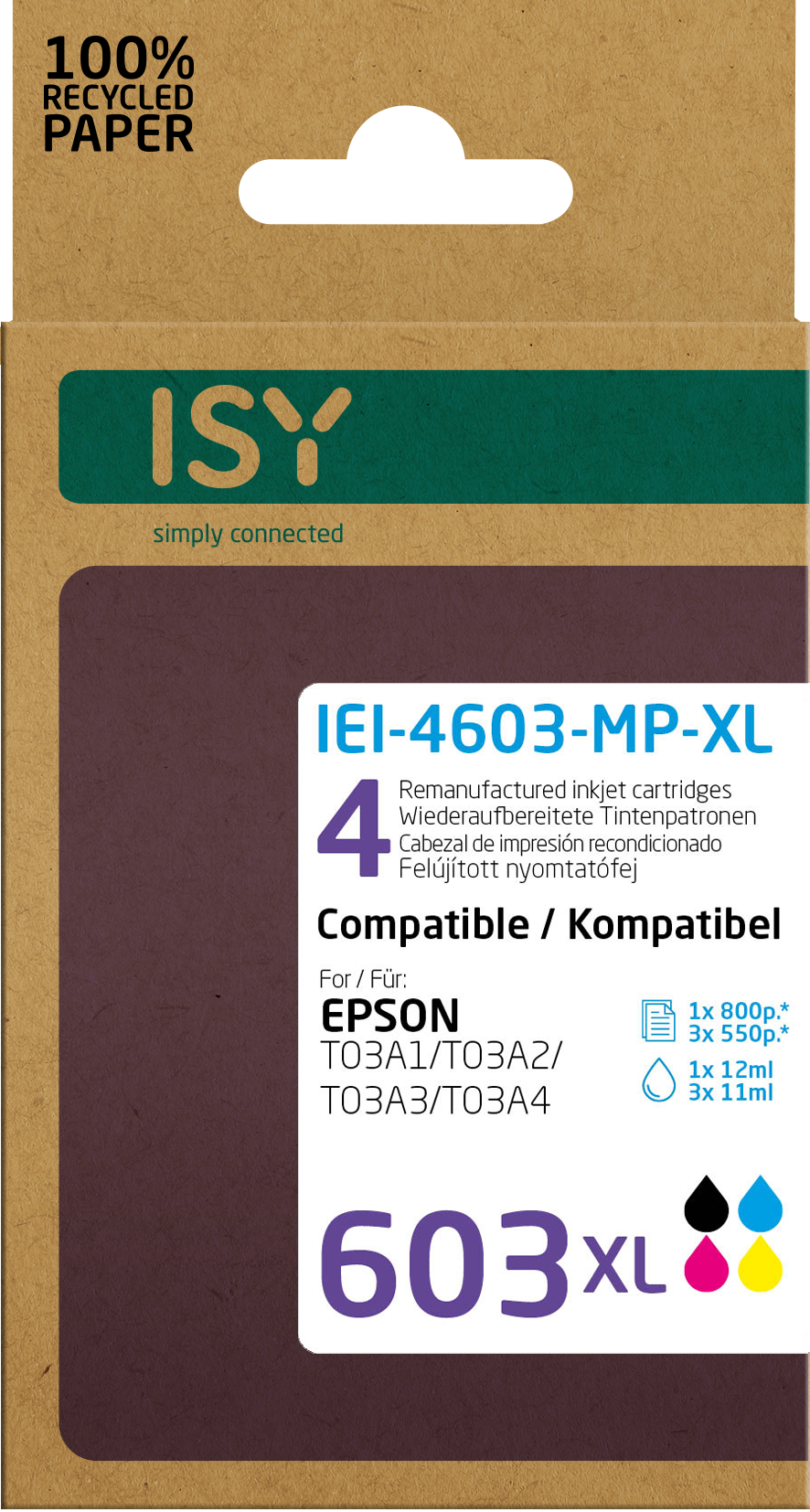 Mehrfarbig Tintenpatrone ISY IEI-4603-MP-XL Wiederaufbereitete