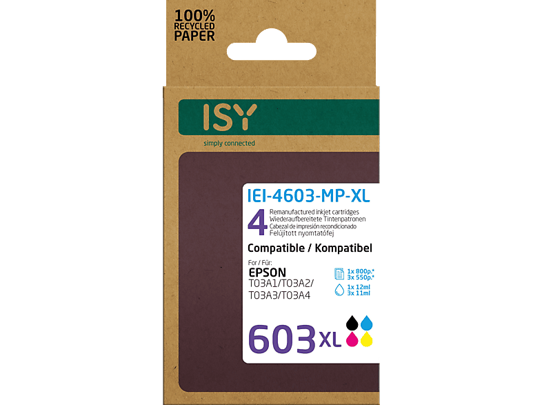Mehrfarbig Tintenpatrone ISY IEI-4603-MP-XL Wiederaufbereitete