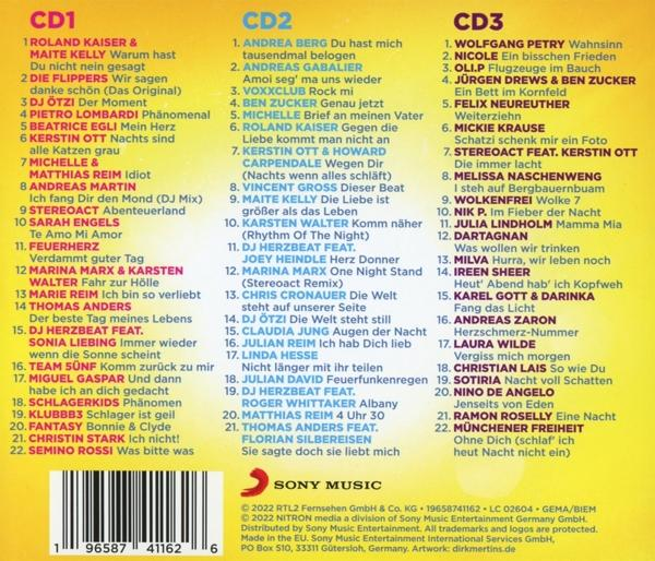 CD-Trackliste, mehrere Künstler, deutscher Text, gelb-schwarzes Design.