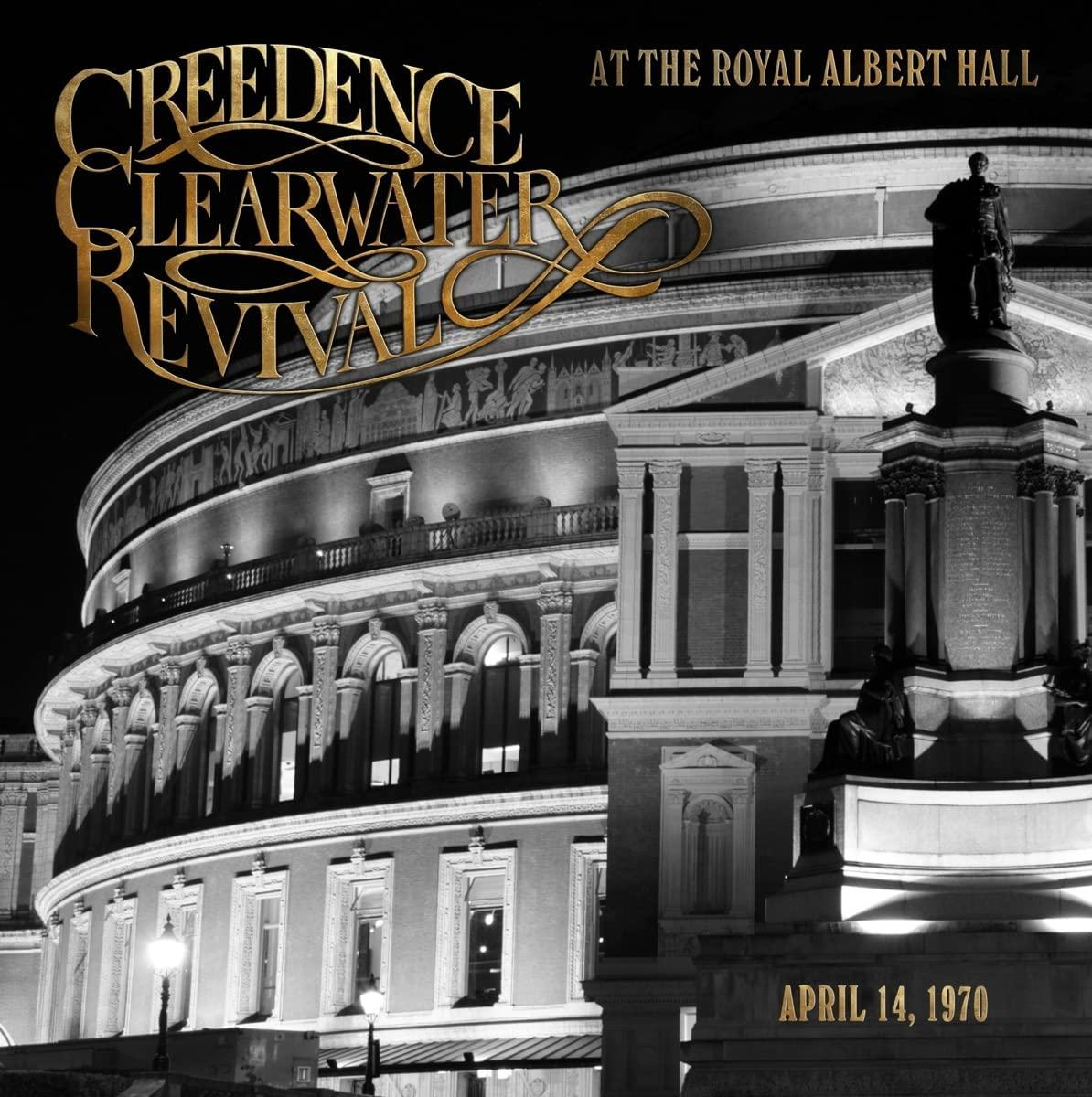 Creedence Clearwater Revival Albumcover in der Royal Albert Hall, Schwarzweiß.
