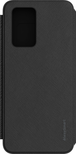 Coque de téléphone noire avec une surface texturée et un dessus ouvert.