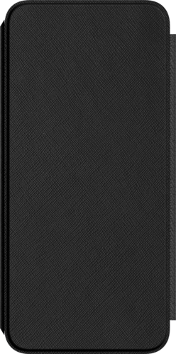 Étui de téléphone noir avec surface texturée. Il est fermé.
