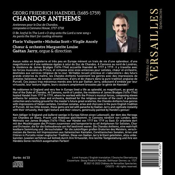 Choeur & Orchestre Marguerite Louise, Florie Valiquette, Nicholas Scott, Virgile Ancely - Chandos Anthems HWV 247,249b,251b  - (CD)