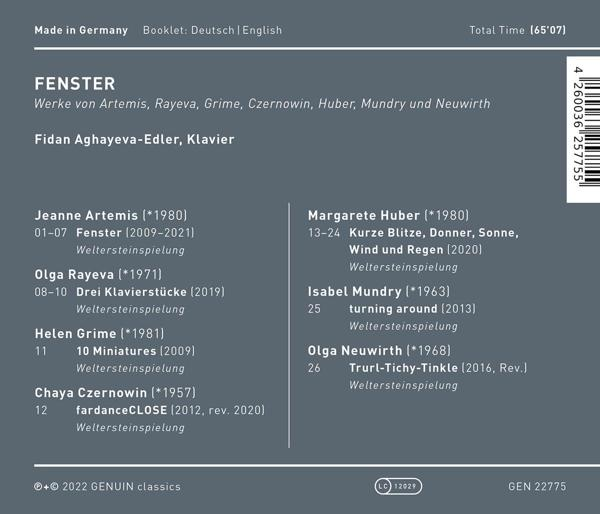 Fidan Aghayeva-edler - Fenster-Werke für Piano solo  - (CD)