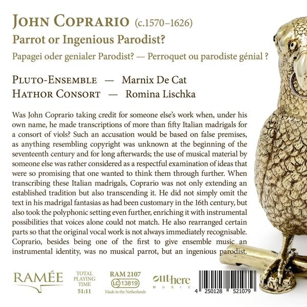 Lischka/De Cat/Hathor Consort/Pluto-Ensemble - JOHN COPRARIO-PARROT OR INGENIOUS PARODIST  - (CD)