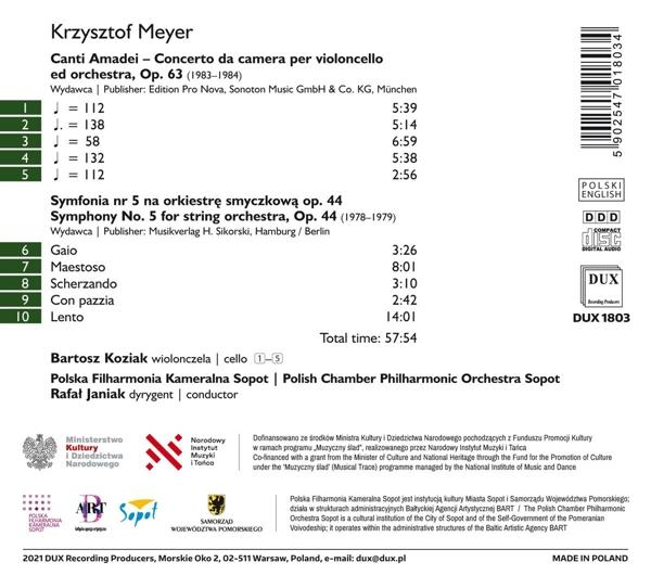 Krzysztof Meyer - Canti Amadei op.63/Sinfonie 5 op.44  - (CD)