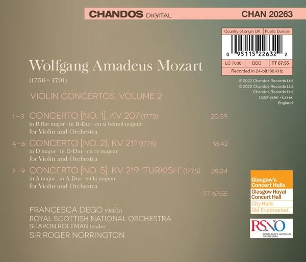 Francesca Dego, Royal Scottish National Orchestra - Violinkonzerte Vol.2,KV 207,211 And 219  - (CD)