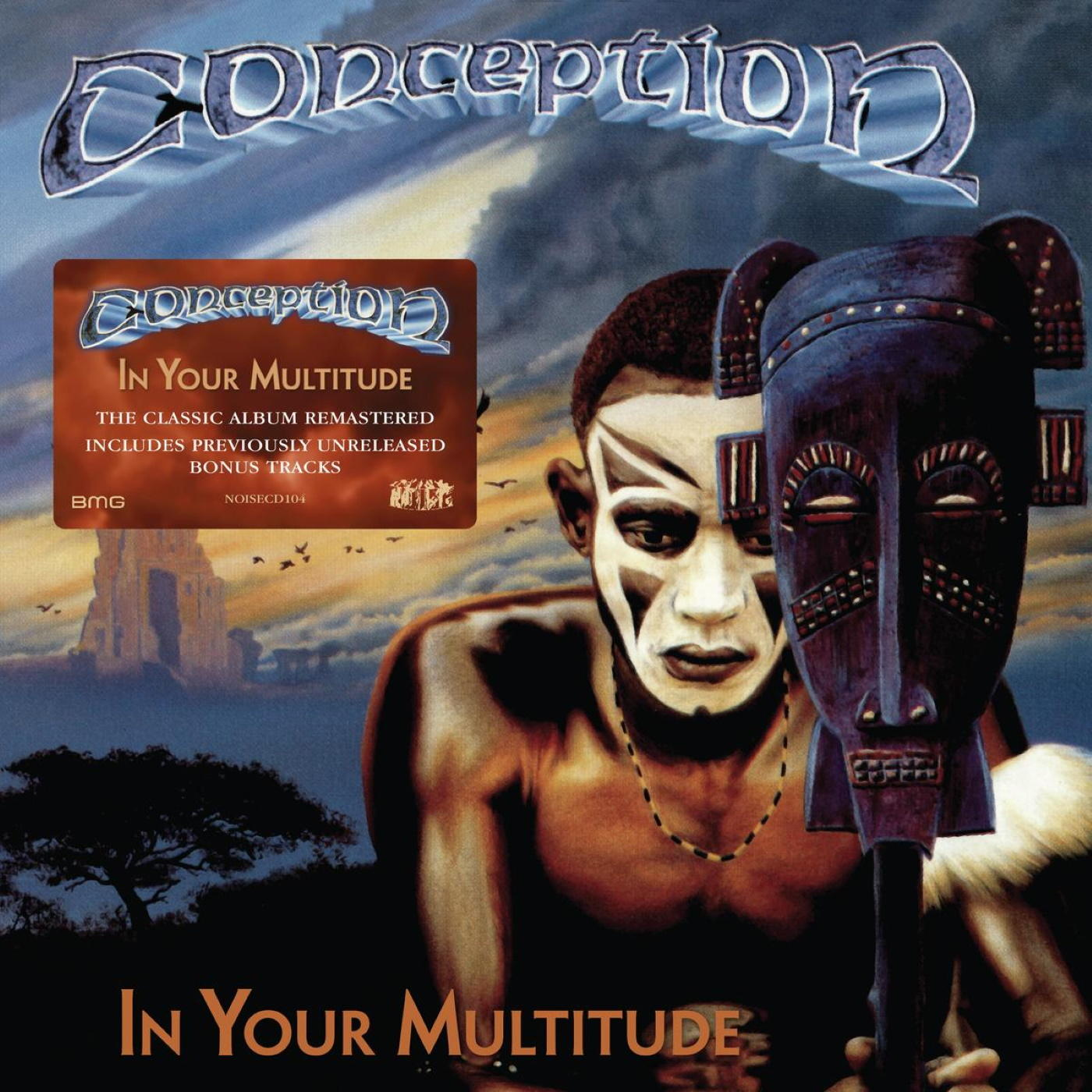 Album borító, egy férfi maszkot tart, a 'In Your Multitude' és a 'Conception' felirattal.