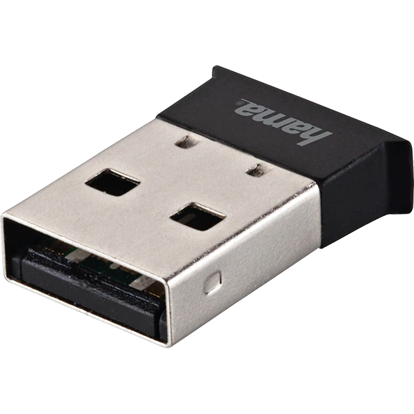 Gümüş metal temaslı siyah bir USB adaptörü. Üzerinde 'hama' kelimesi yazılı.
