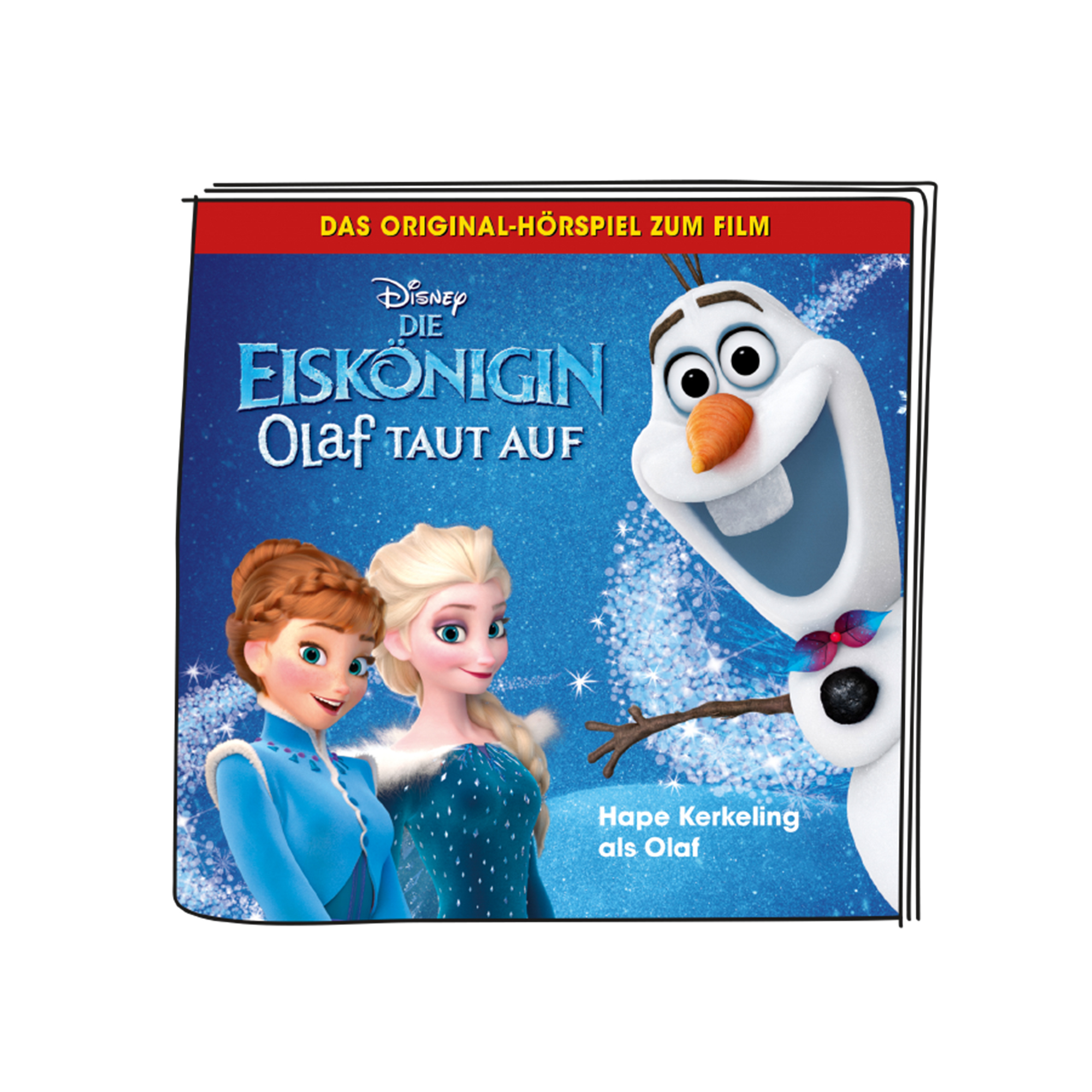 Frozen-Filmcover. Anna, Elsa und Olaf sind auf dem Cover. Text auf Deutsch.