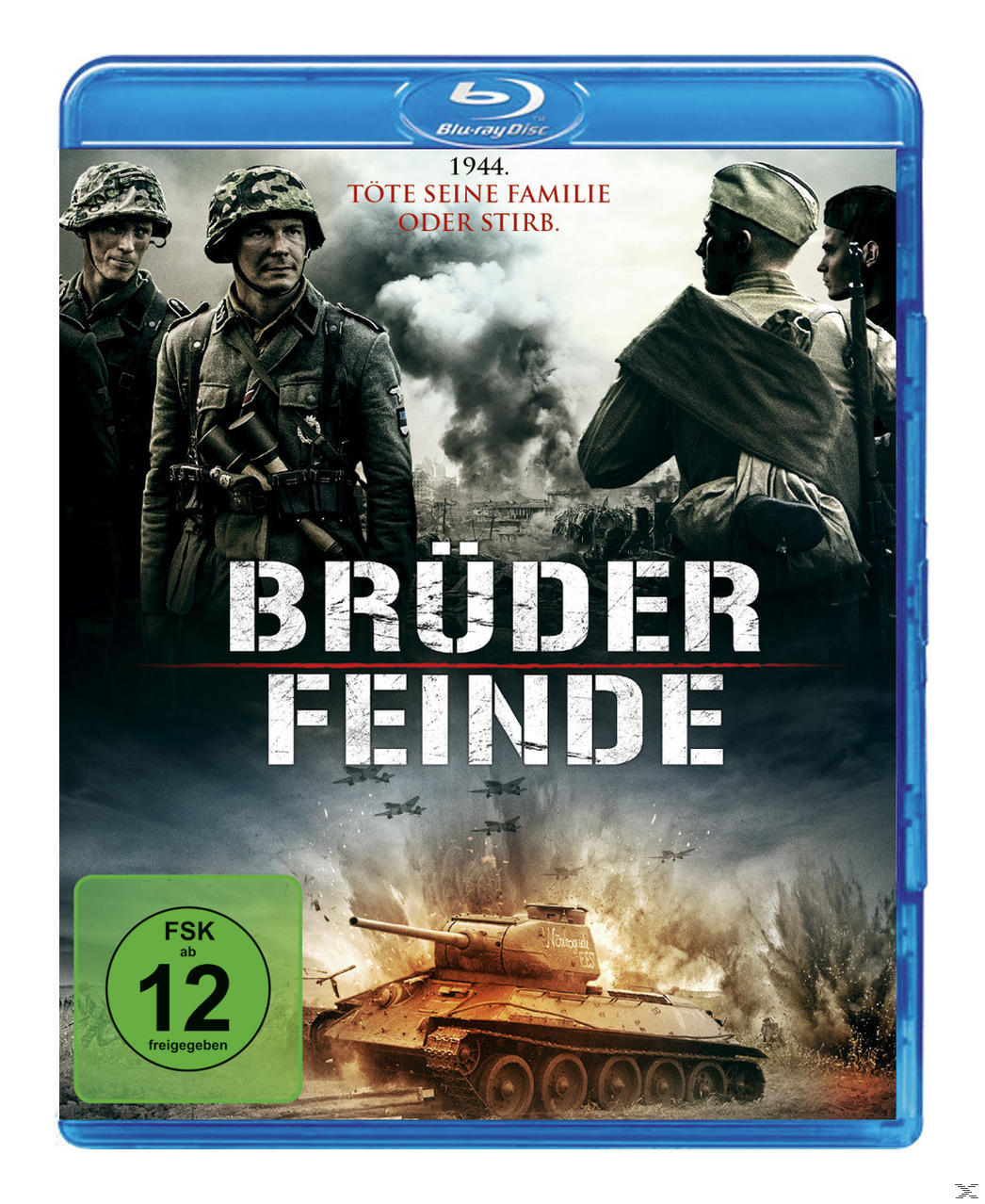 Blu-ray-Filmcover: Deutscher Text, Soldaten, Panzer und eine Schlachtfeldszene mit einer Altersfreigabe von 12.