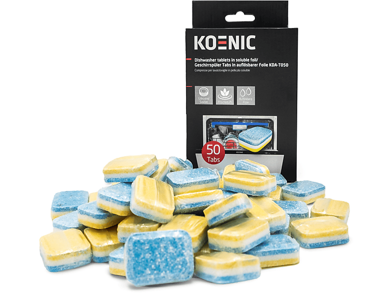 KOENIC KDA-T050 Phosphatfreie Tabs für Spülmaschine, wasserlösliche Folie
