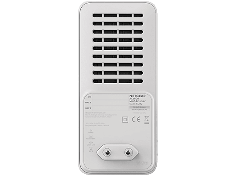 NETGEAR Mesh-Repeater EAX12 AX1600, WiFi 6, Dual-Band, 1.6 Gbit/s, Wandstecker, 4-Stream, Weiß — Foto 5 von 5