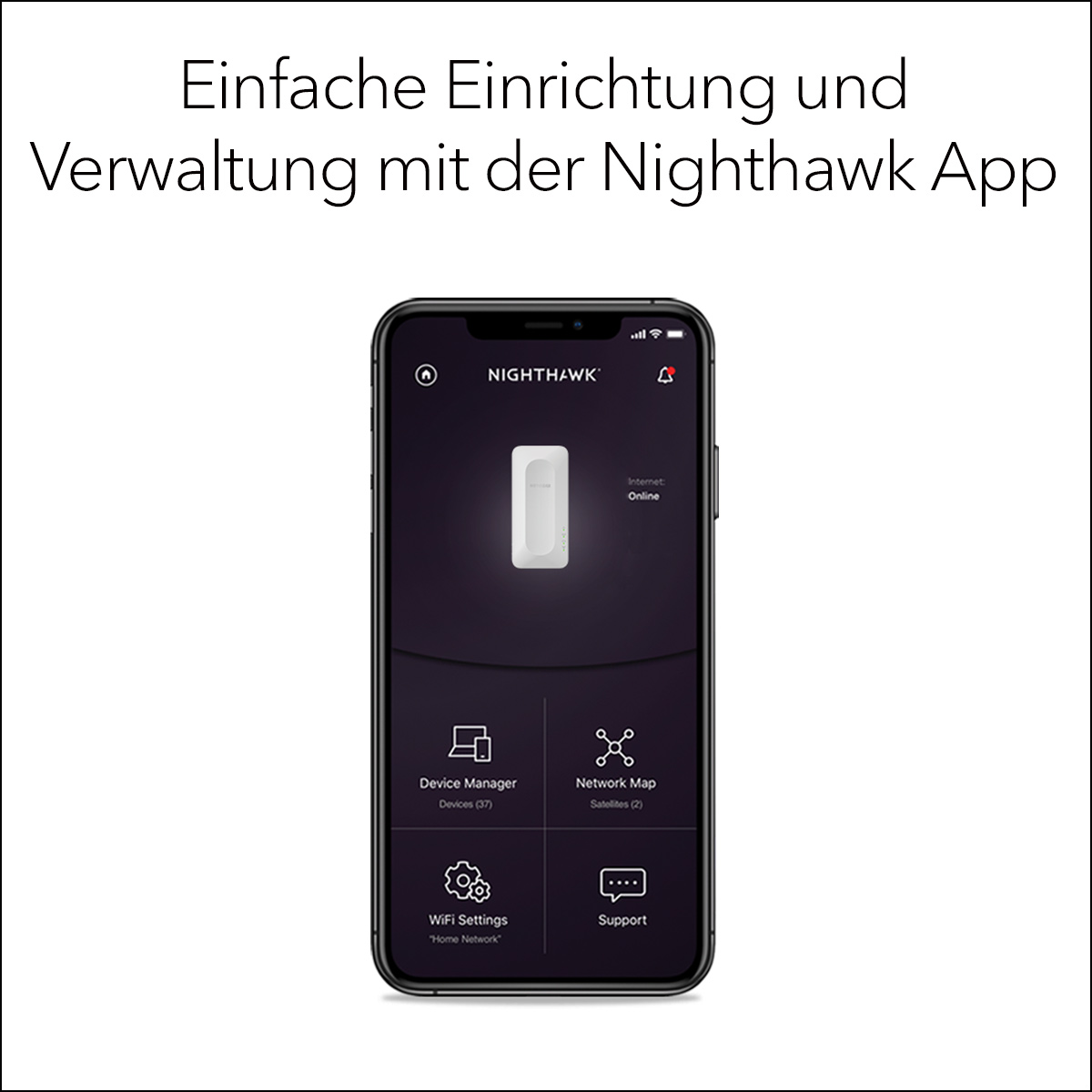 Smartphone-Bildschirm mit App-Oberfläche und Symbolen.
