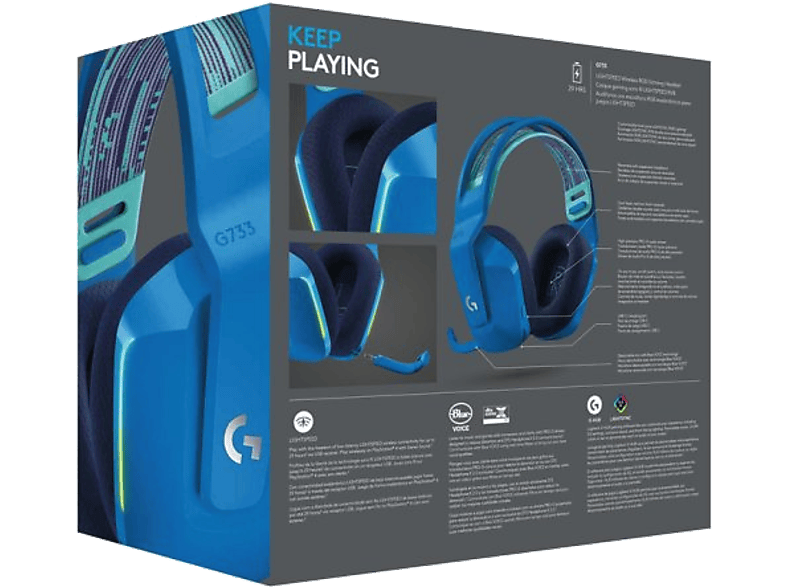 LOGITECH G G733 LIGHTSPEED RGB Kablosuz 7.1 Surround Ses Oyuncu Kulaklığı - Mavi_9